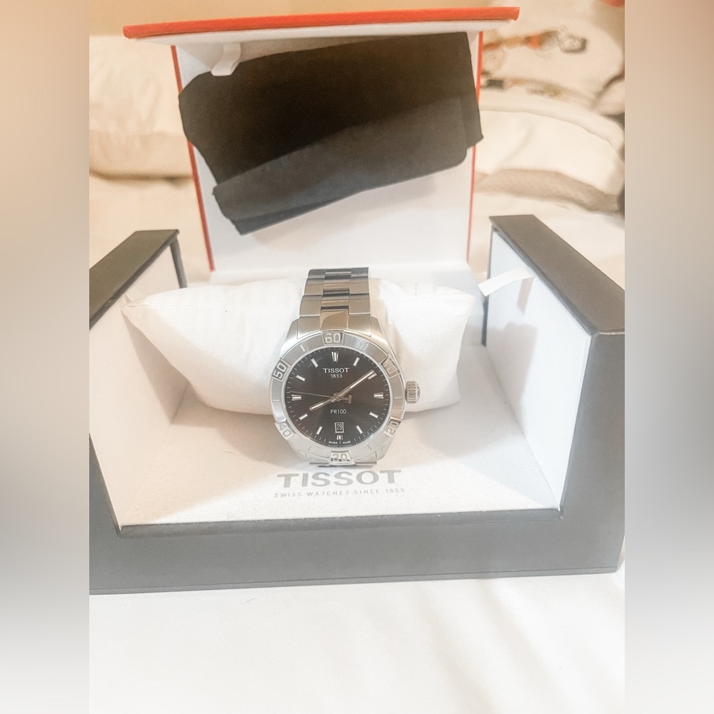 Tissot Silver and Black Dial Watch - Picture 3 of 5